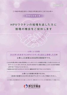 キャッチアップ接種リーフレット（厚生労働省）画像
