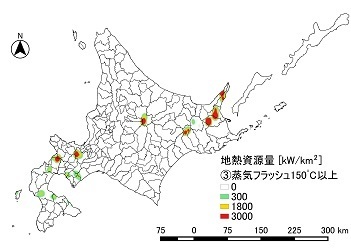 地熱資源量図（150℃以上）