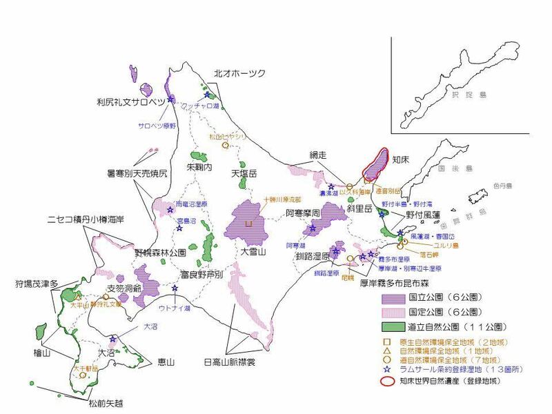 北海道の指定公園図表