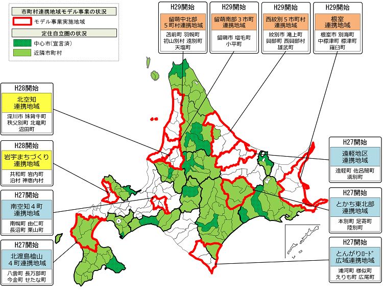 市町村連携地域モデル事業の実施地域