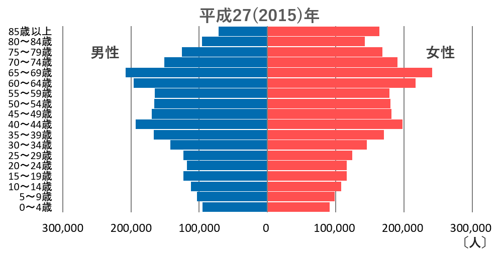 男女・年齢別人口(人口ピラミッド)の推移(北海道)(グラフ)2015.png